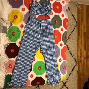 Blue Gingham Women's Pant and top